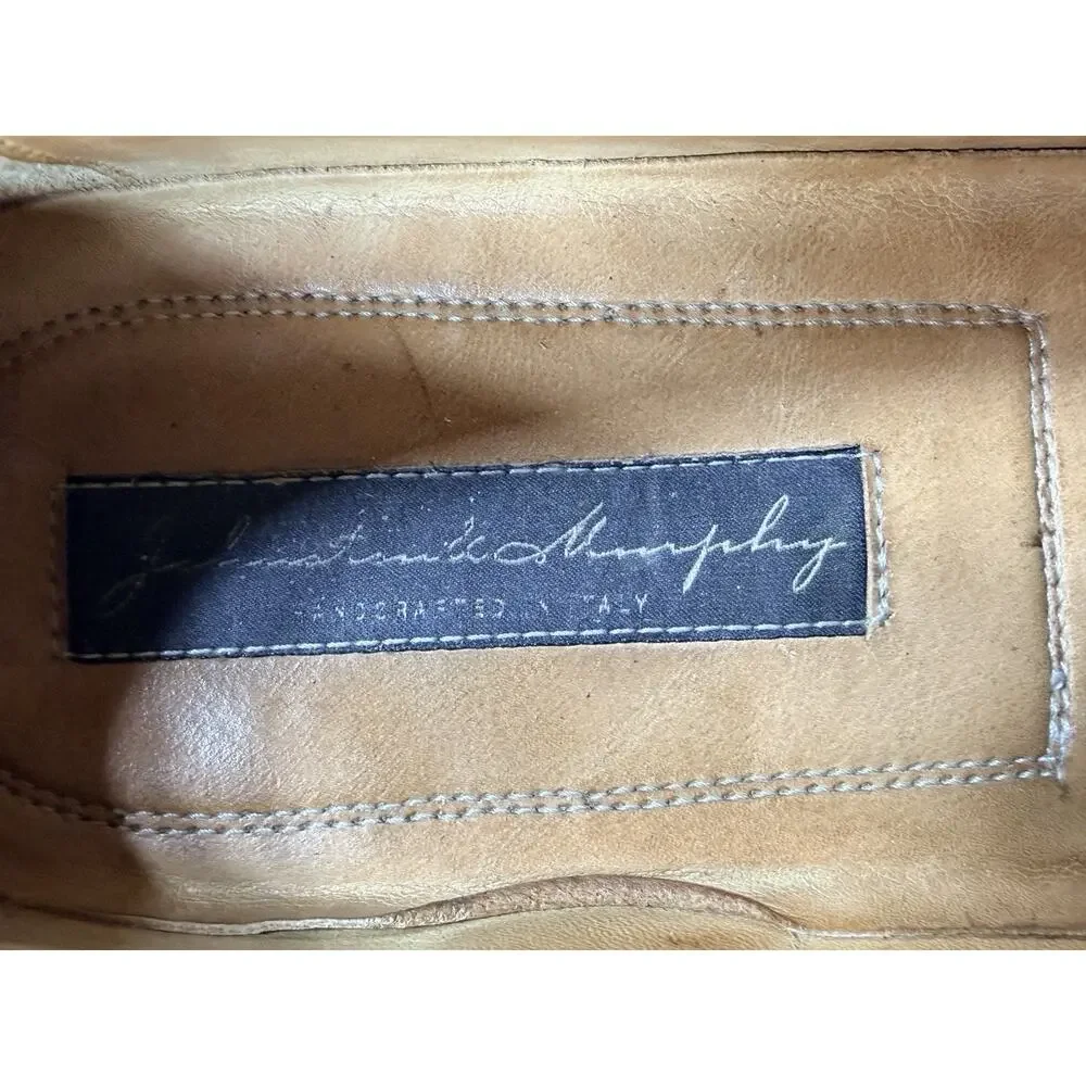 VTG Johnston & Murphy Italy Woven Leather Tassel Loafers Mens SZ 9 M Cognac